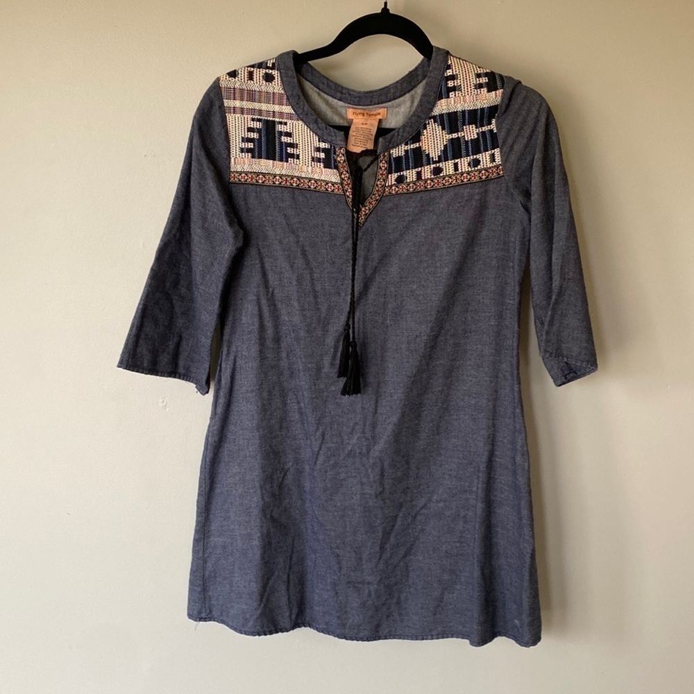 Flying Tomato cotton blend blue boho tunic top